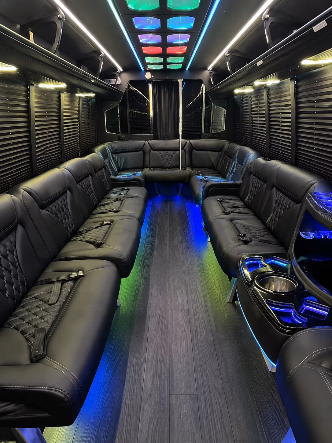 lansing 20 passenger party bus interior